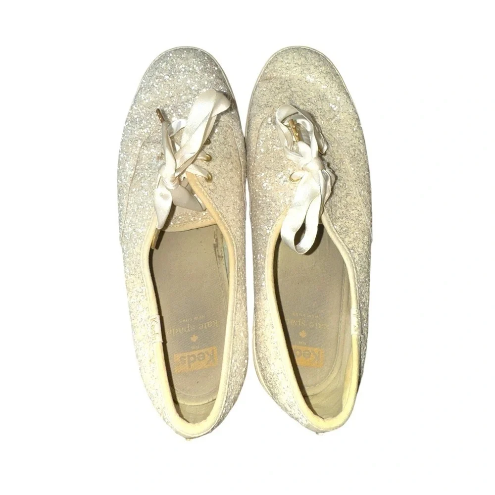 Kate Spade Cream Glitter Keds Sneakers